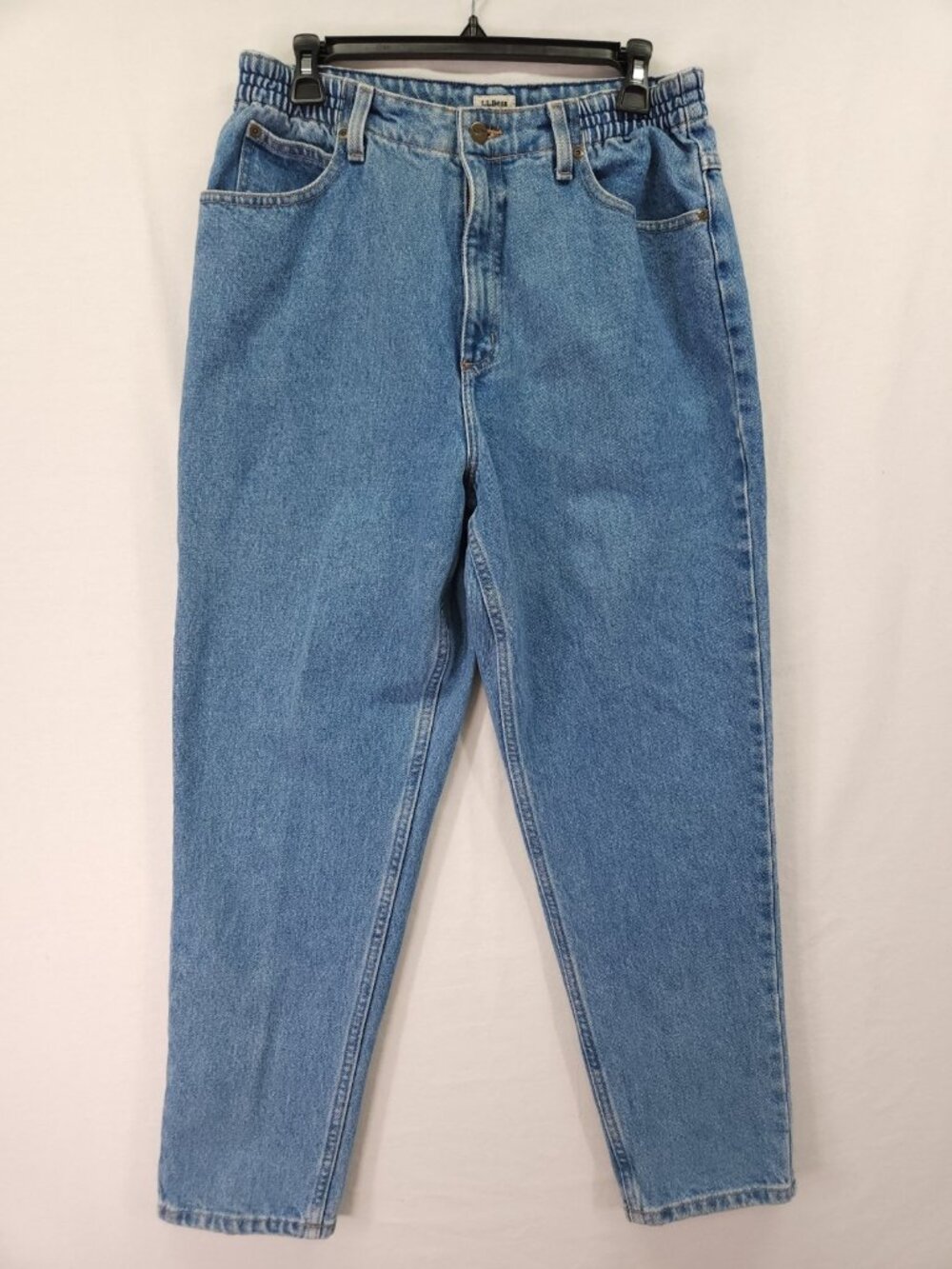 LL Bean Jeans Women Size Petite 12 (30x28) Relaxed Fit Tapered Leg Elastic Waist
